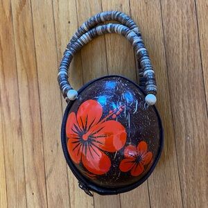 Micro Tropical Floral Coconut Shell Handbag
